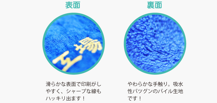 タオルの表面／裏面