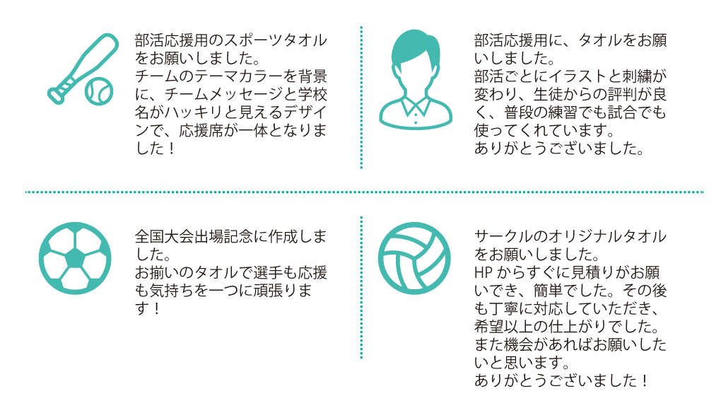 タオルをオーダーいただいたお客様の声